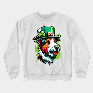 Kromfohrlander Dog in Saint Patrick's Day Garb Crewneck Sweatshirt